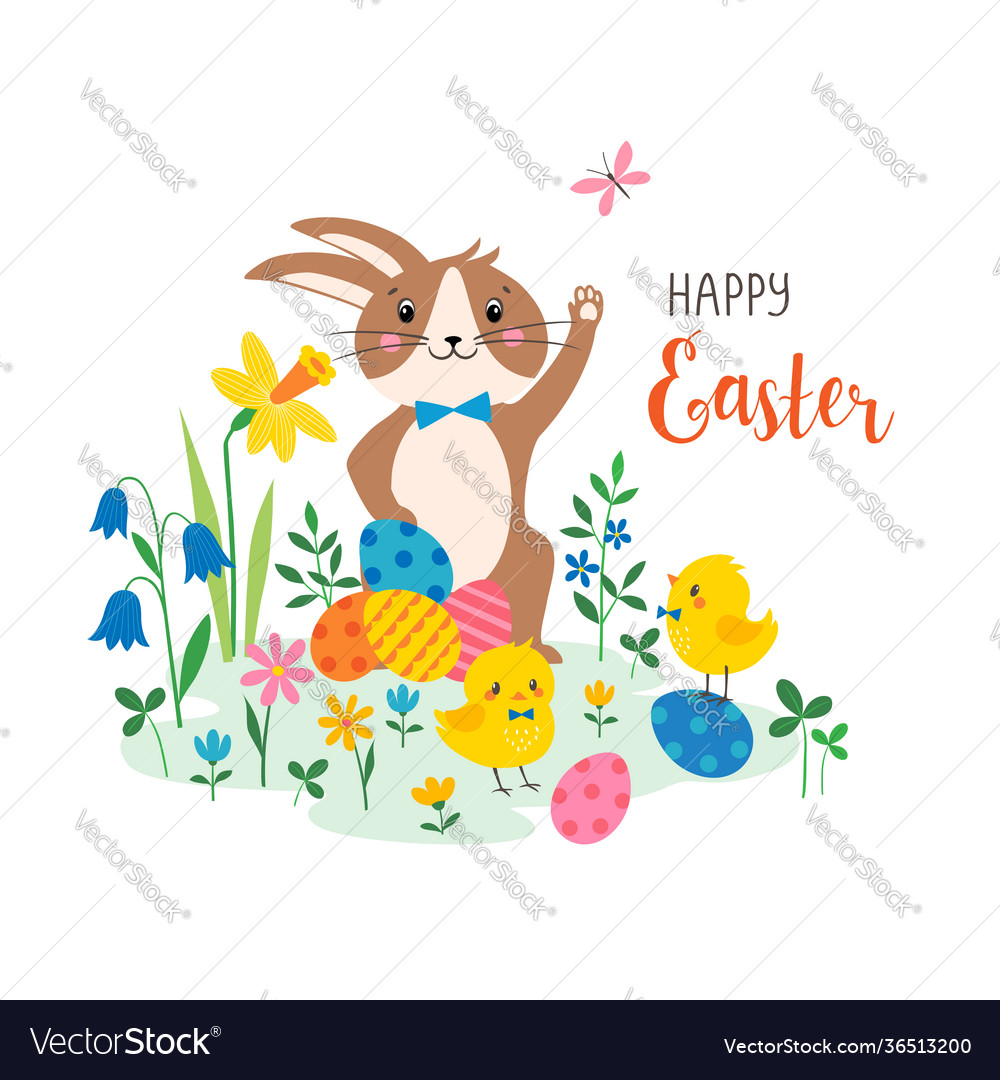 Cute easter greeting card design Royalty Free Vector Image