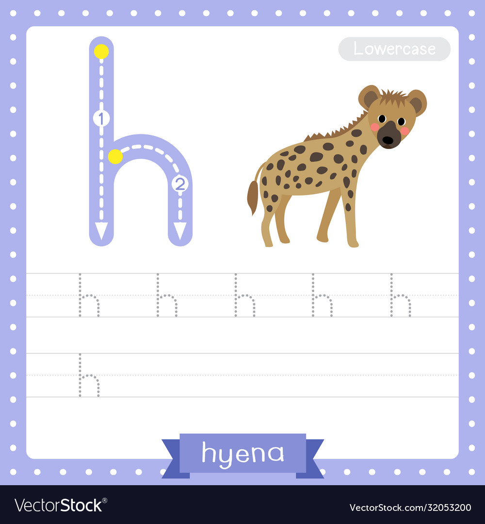 letter h lowercase tracing practice worksheet vector image