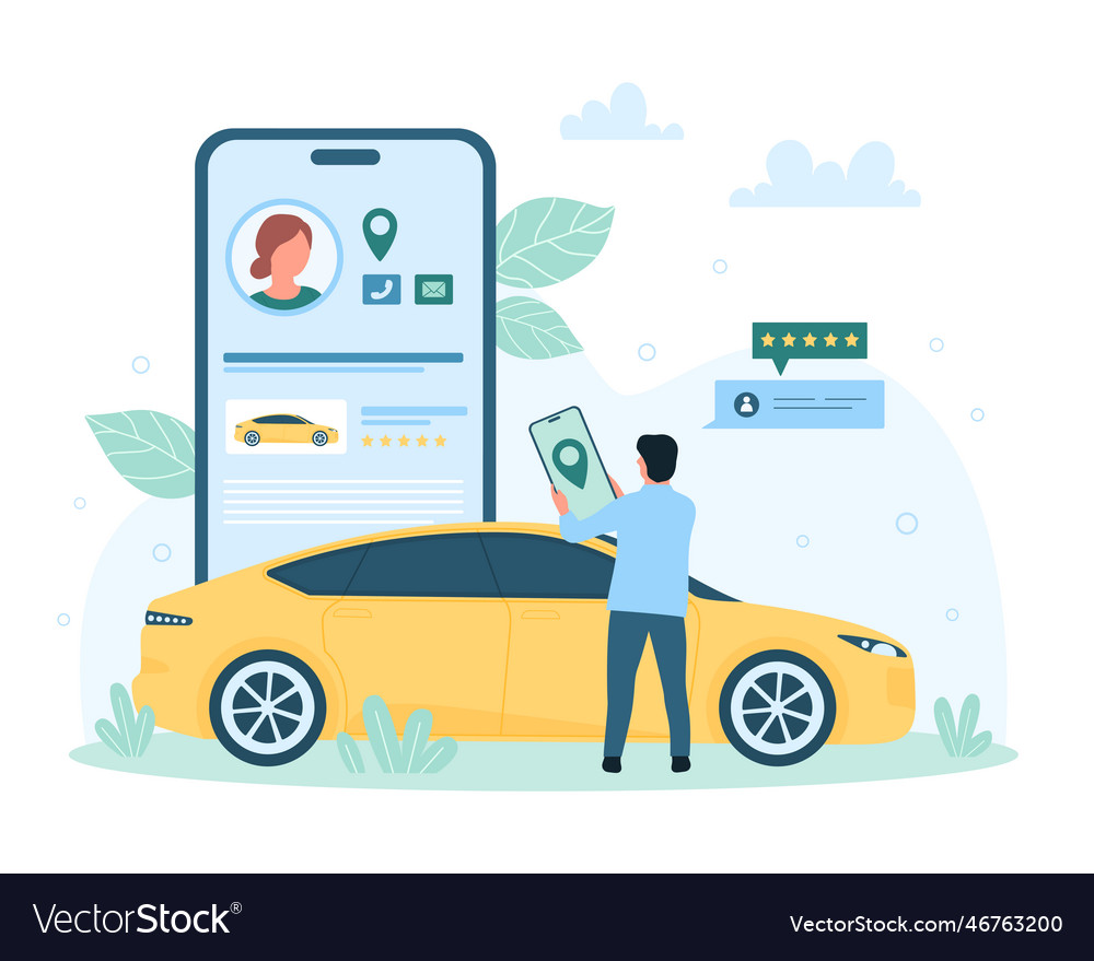 Rent car service in mobile application tiny Vector Image