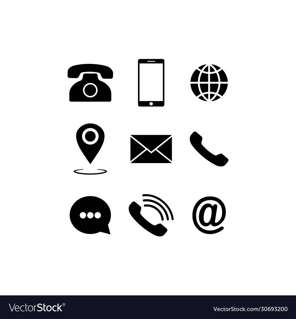 Set communication icons phone mobile