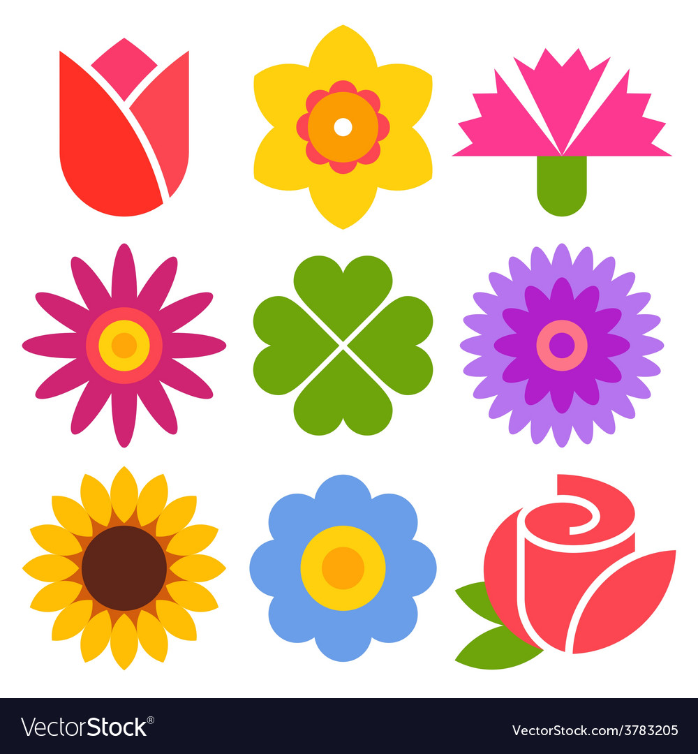 Download Colorful flower icon set Royalty Free Vector Image