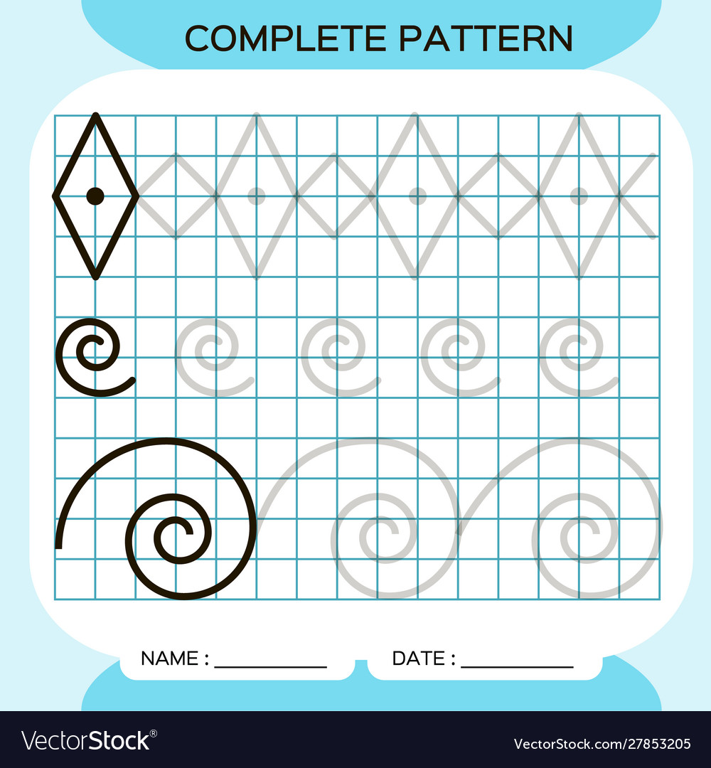 Complete pattern tracing lines activity for early Vector Image