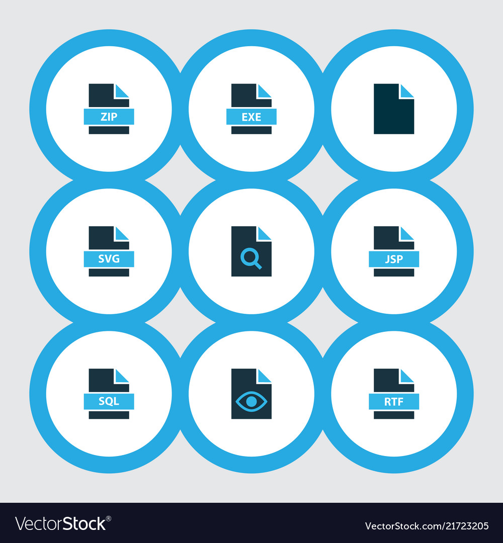 Document icons colored set with file exe search