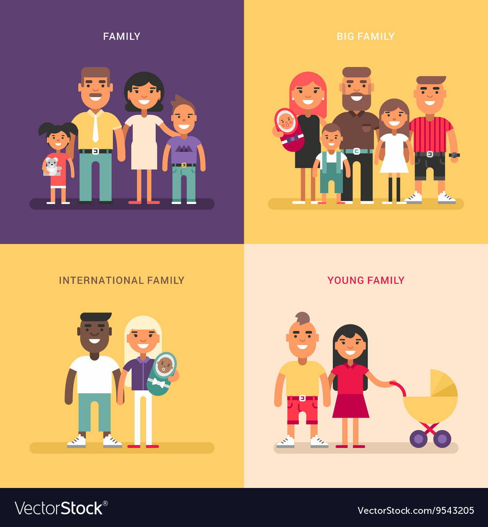 Family concept structure size members Royalty Free Vector