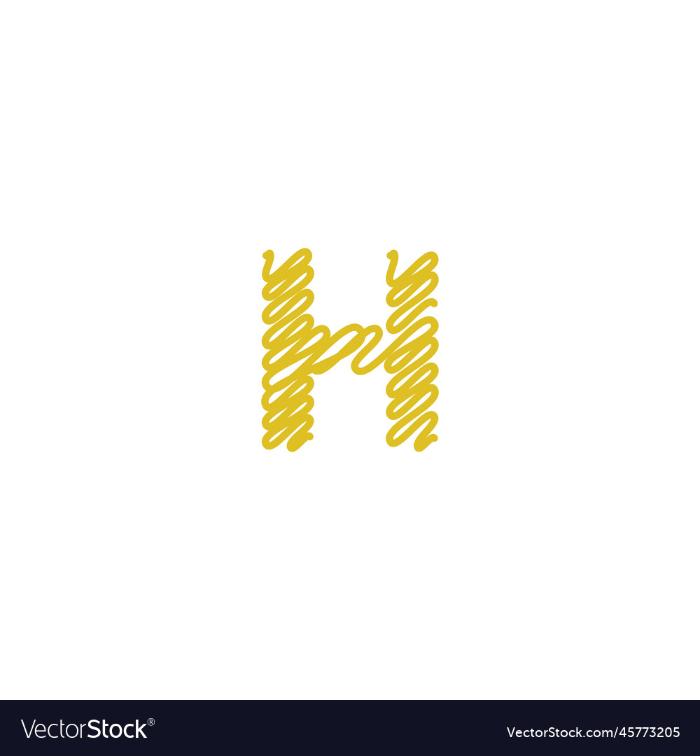 Initial letter h scribble gold logo