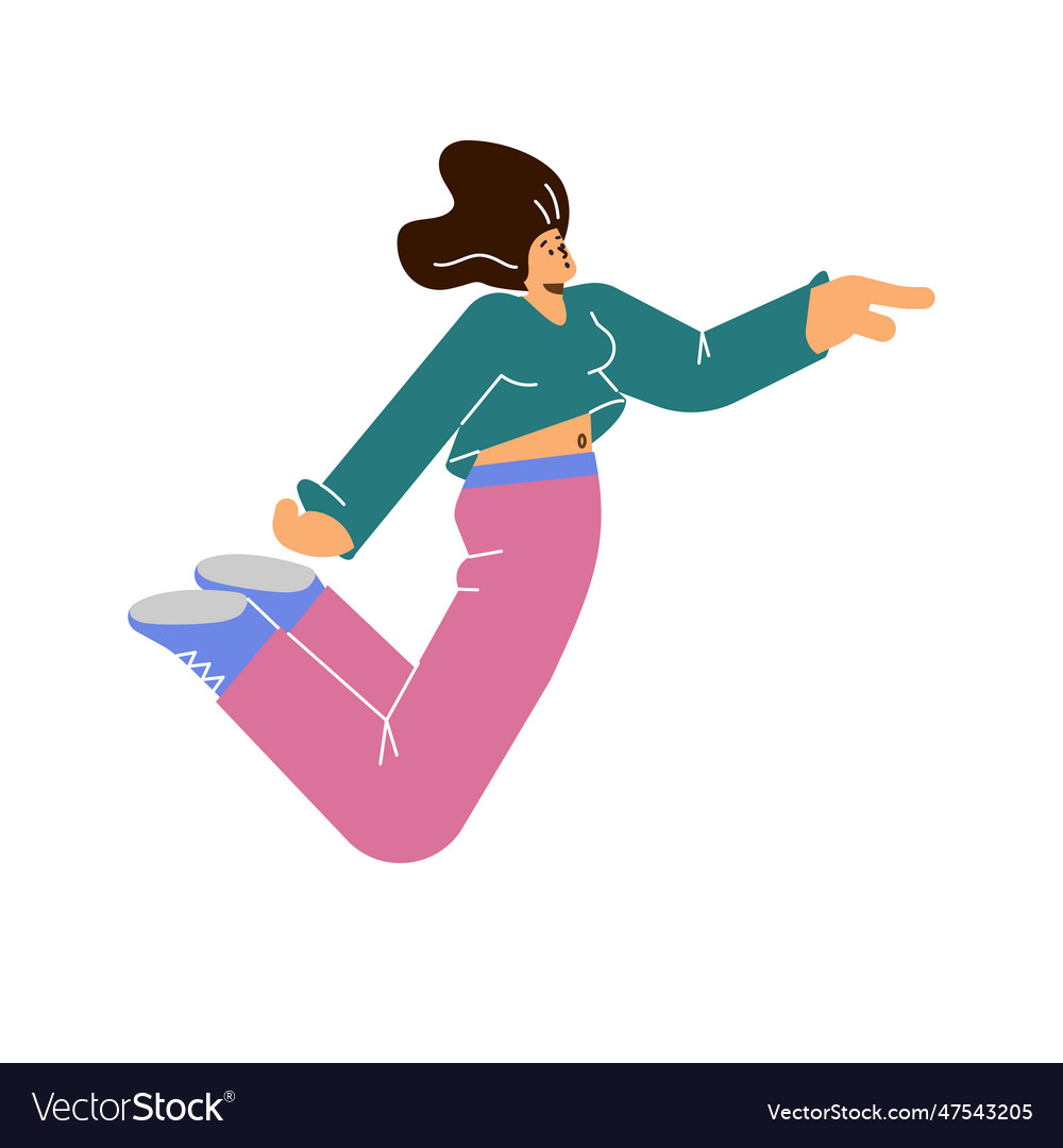 Inspired flying woman flat style Royalty Free Vector Image