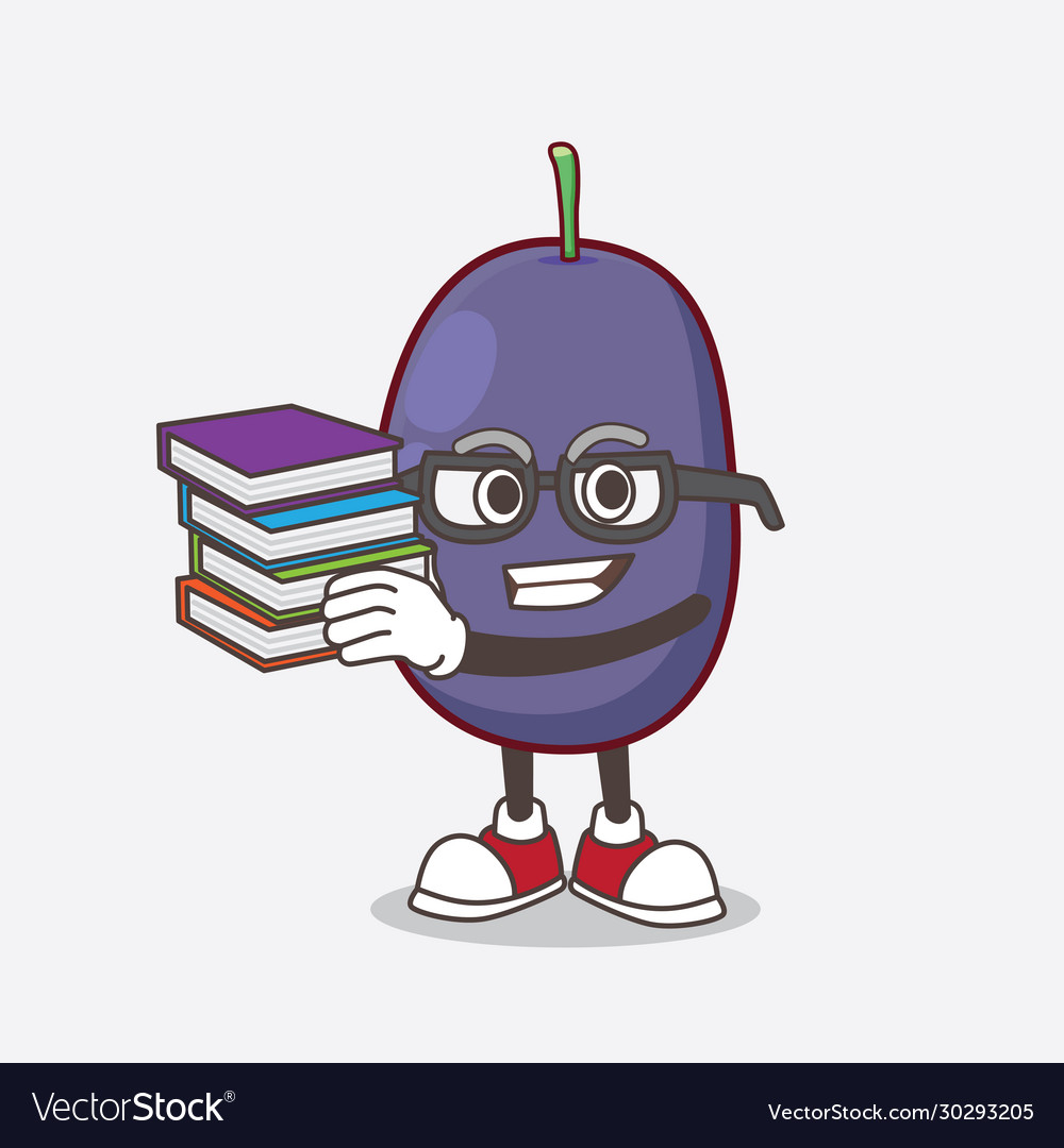 Java plum cartoon mascot character studying Vector Image