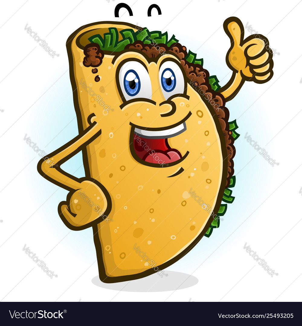 Taco cartoon character giving a thumbs up Vector Image