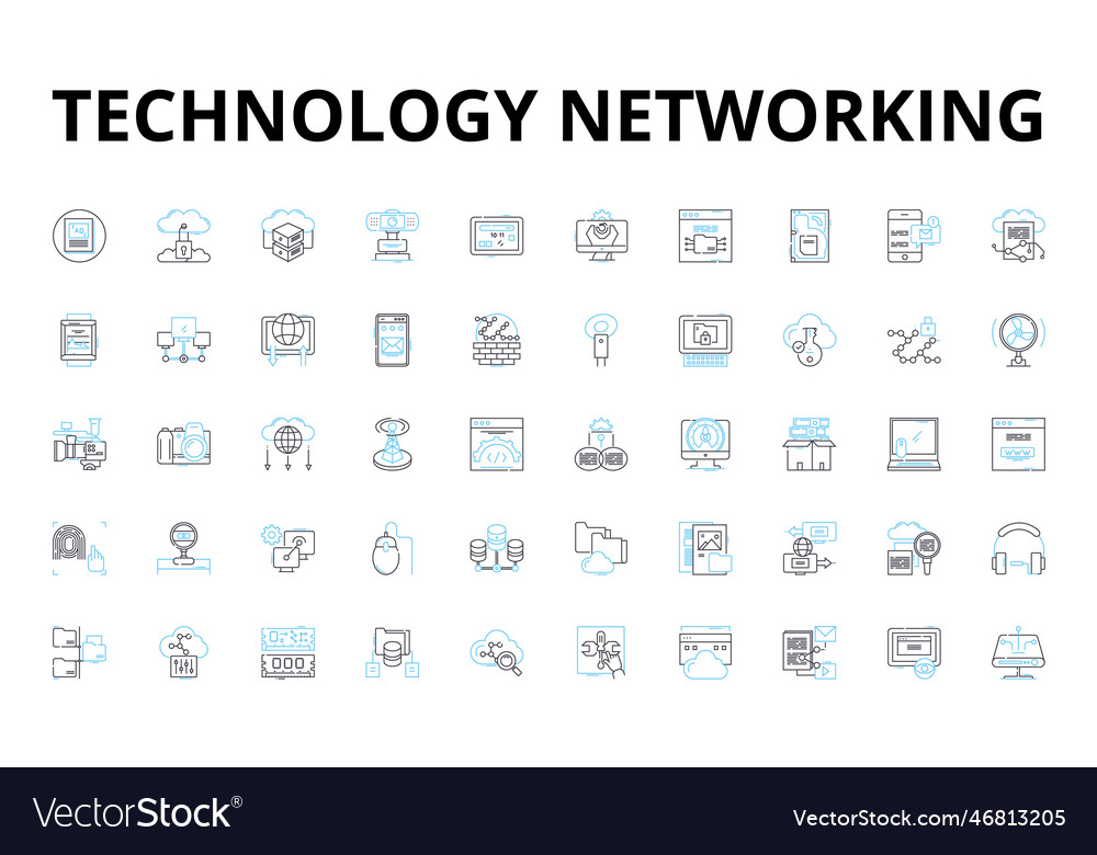 Technology networking linear icons set ethernet