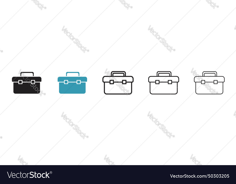 Toolbox Icon Set Tool Box Kit Symbol In A Black Vector Image