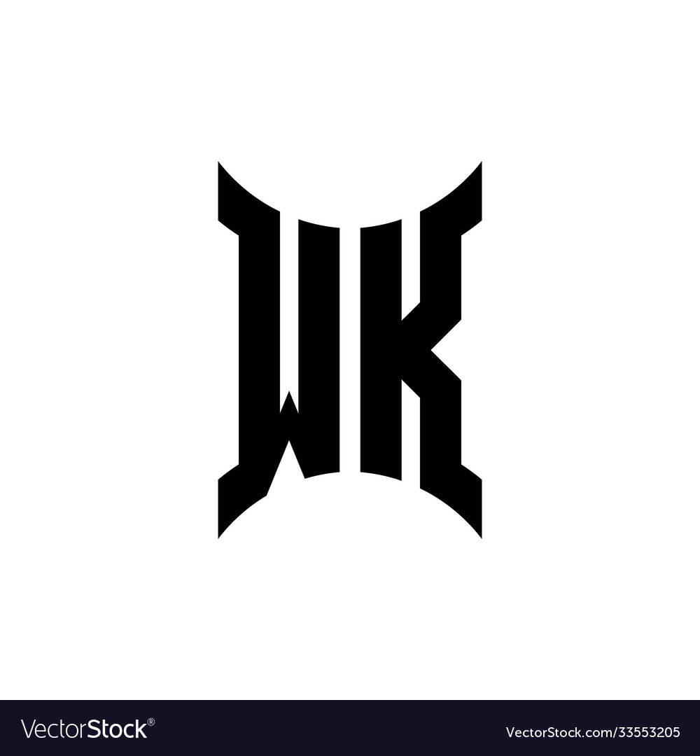 Wk monogram logo with curved side Royalty Free Vector Image