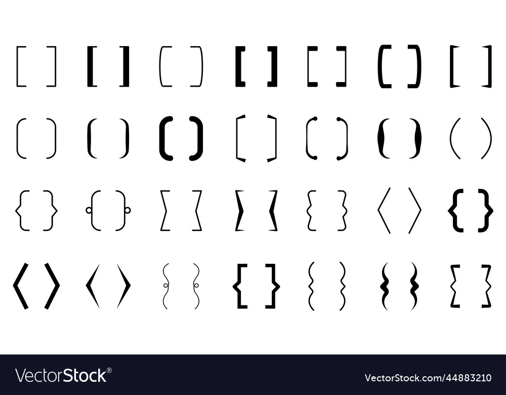 Black bracket set vintage speech brackets line Vector Image