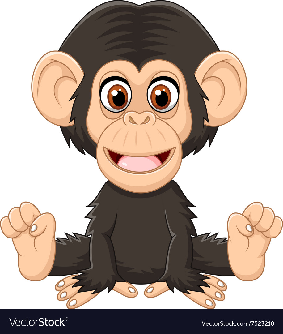 Cartoon funny baby chimpanzee sitting isolated Vector Image Cartoon funny baby chimpanzee sitting isolated Vector Image