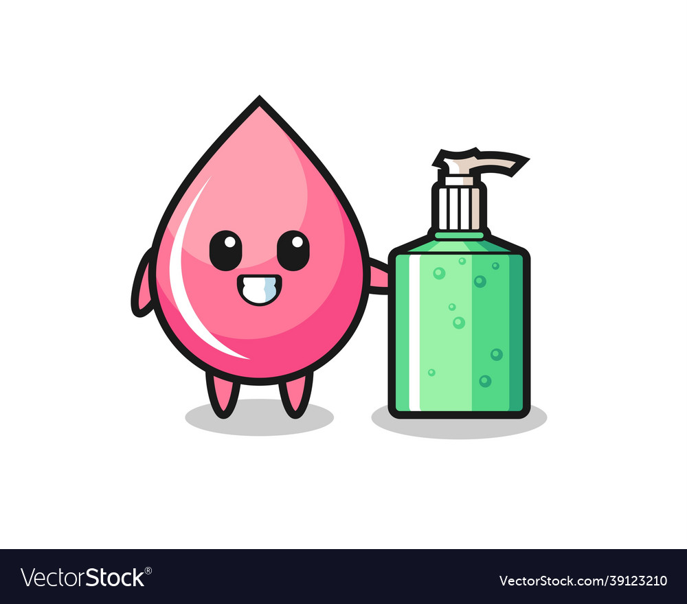 Cute strawberry drop juice cartoon with hand