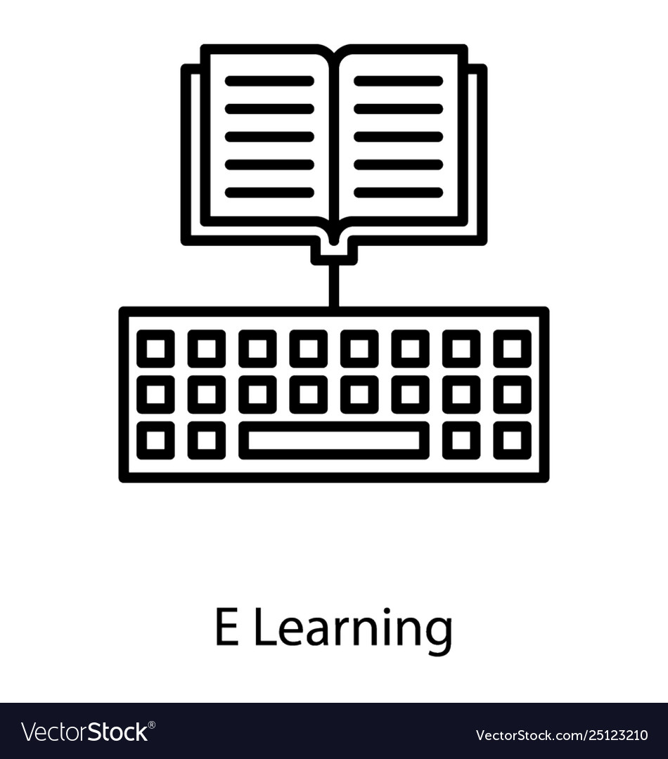 E learning icon in line design