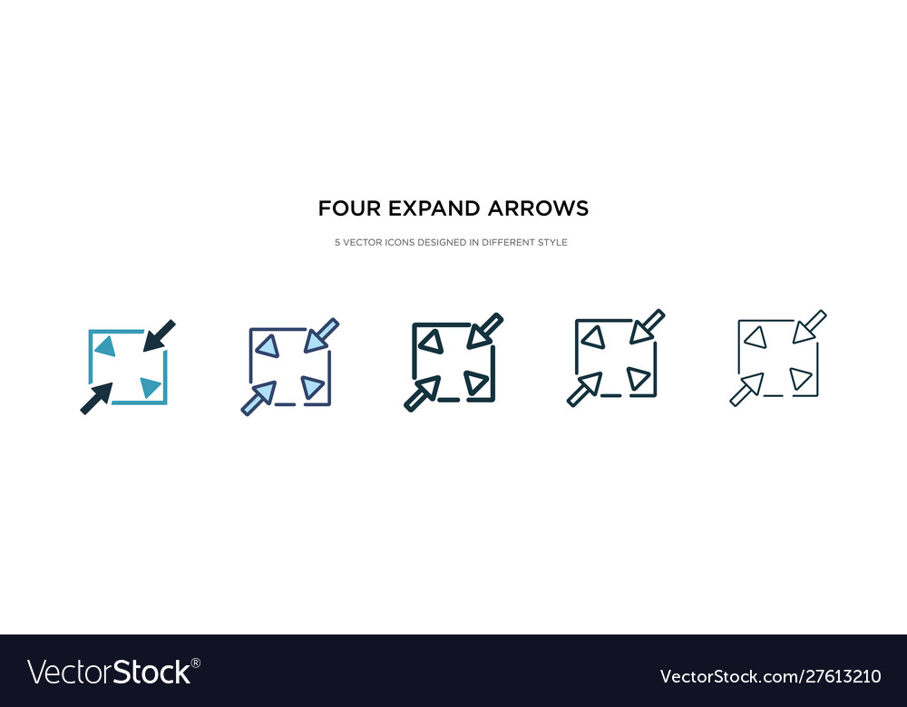 Four expand arrows icon in different style two Vector Image