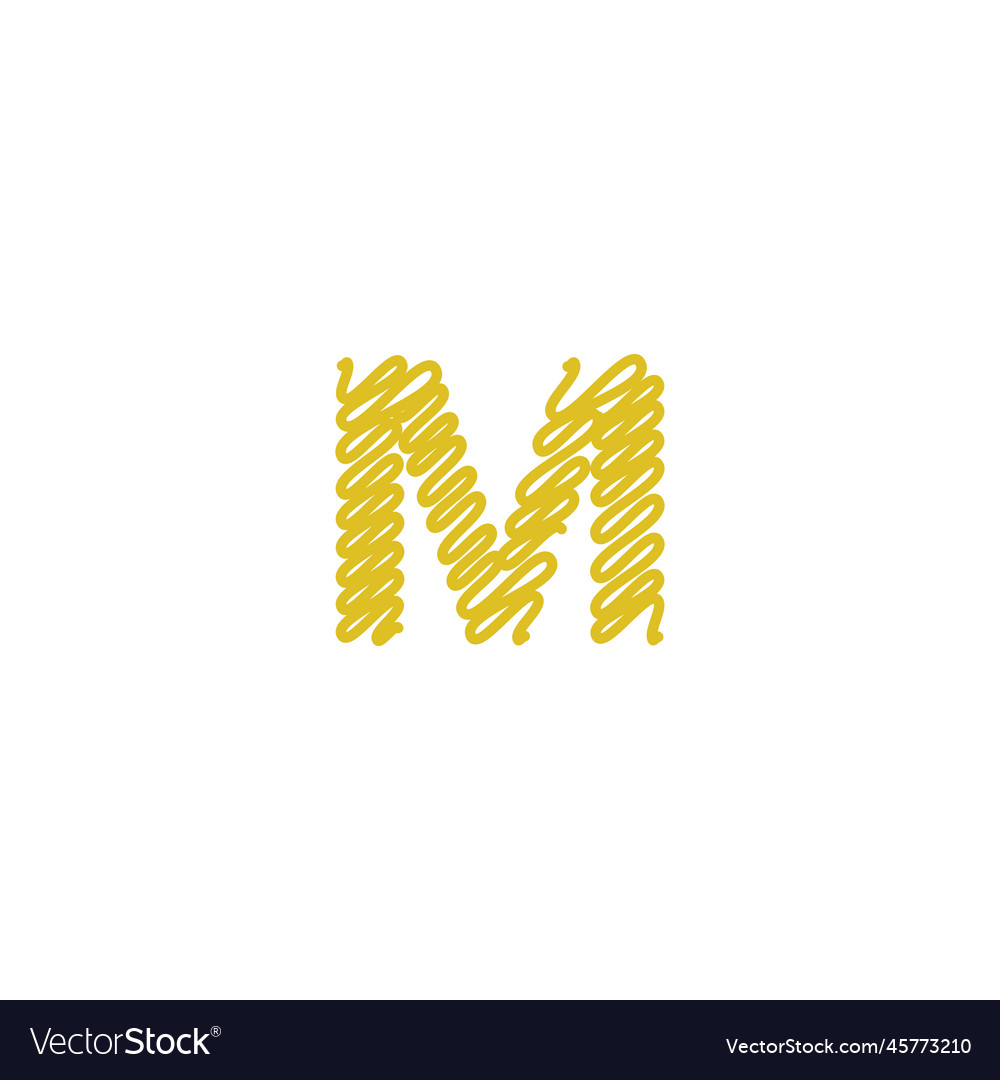 Initial letter m scribble gold logo