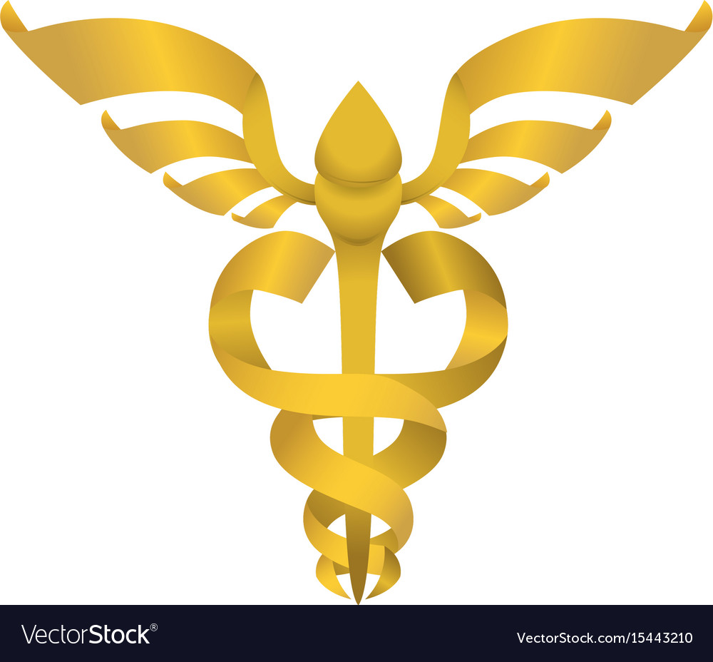 Isolated golden caduceus emblem Royalty Free Vector Image