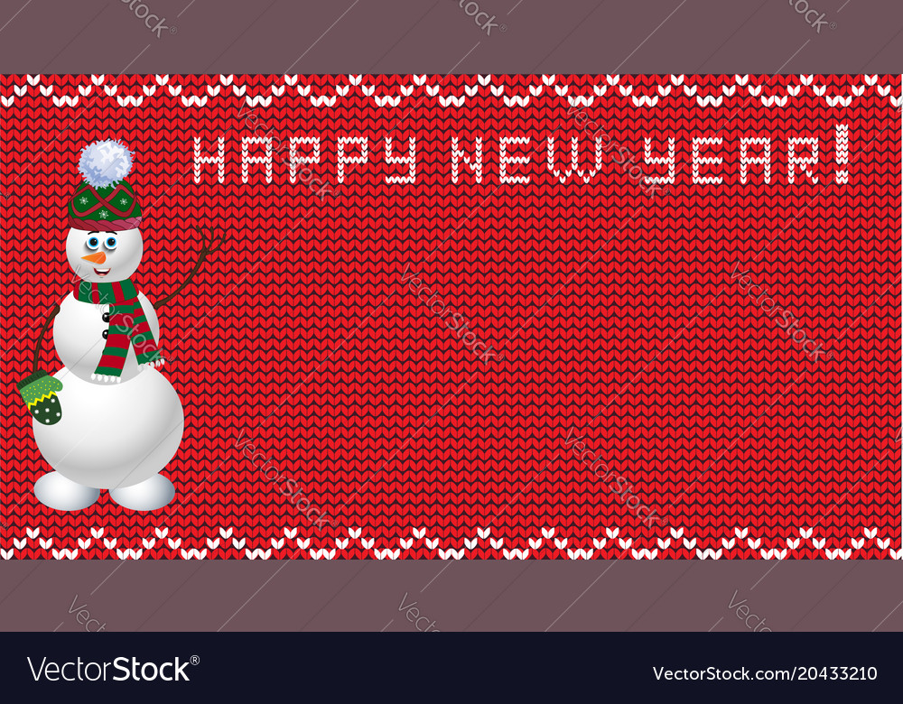 Knit new year design with snowman