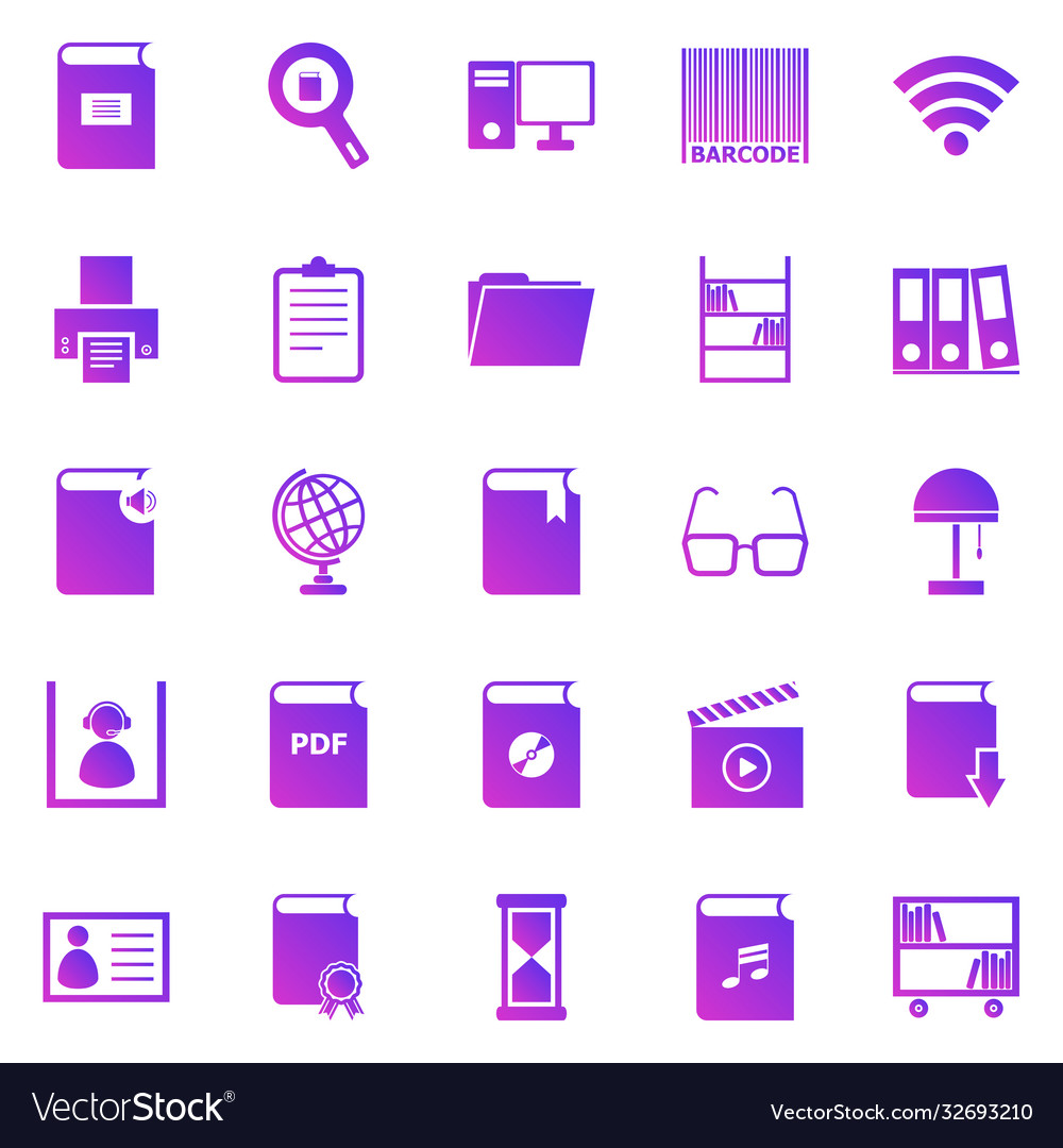 Library gradient icons on white background Vector Image