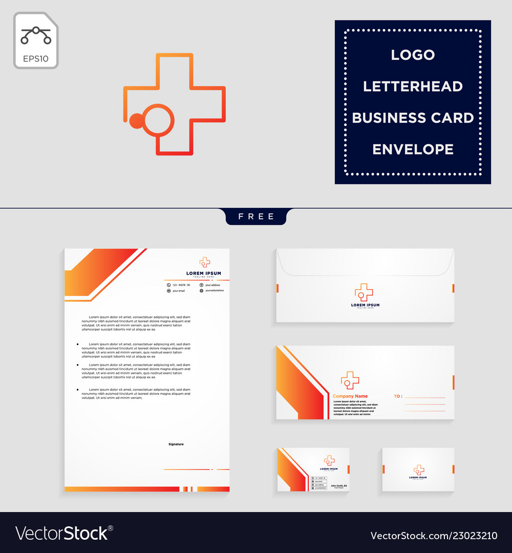 Medical cross logo template and free letterhead Vector Image For Medical Letterhead Templates