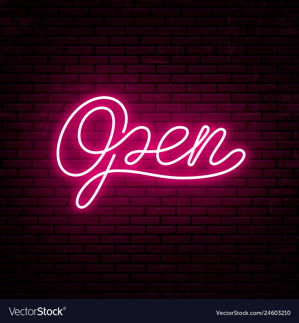 Open neon inscription sketch for signboard