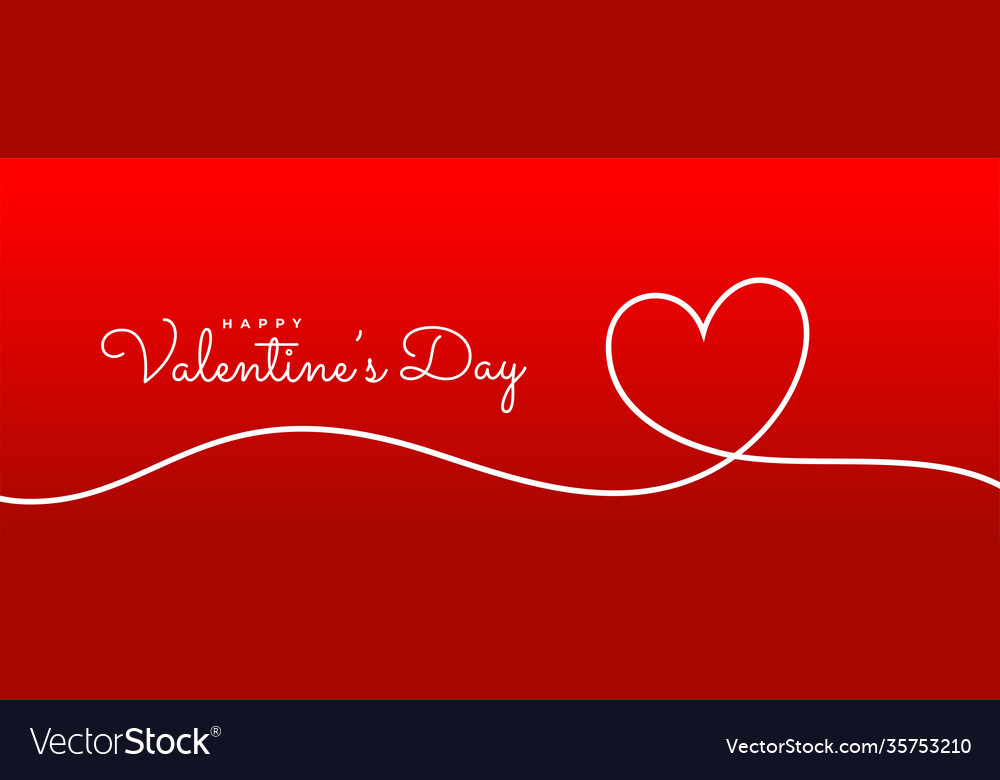 Valentines day line heart red banner Royalty Free Vector