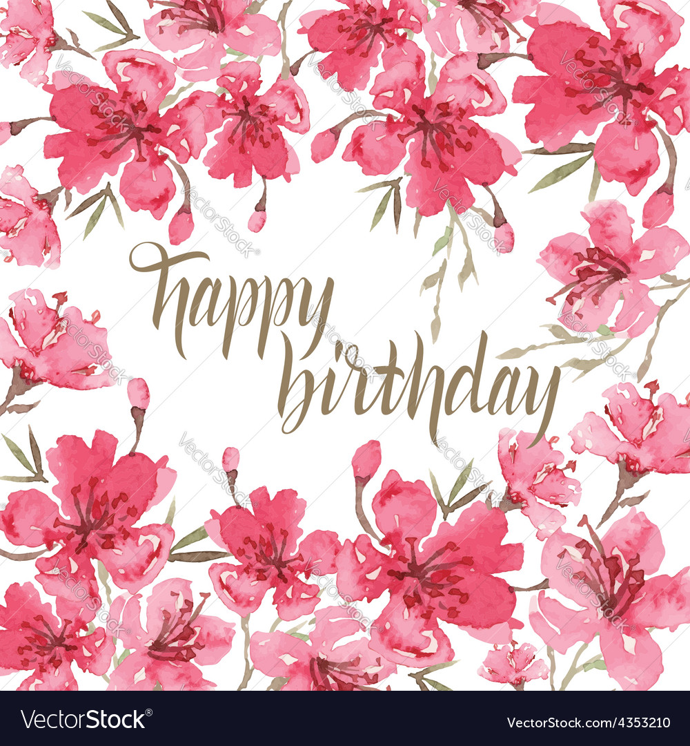 Watercolor greeting card flowers Royalty Free Vector Image