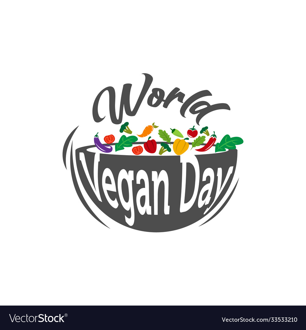 World vegan day text for cards stickers any