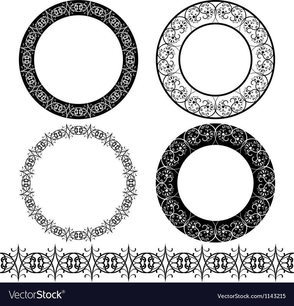 A set black circular pattern stencil Royalty Free Vector