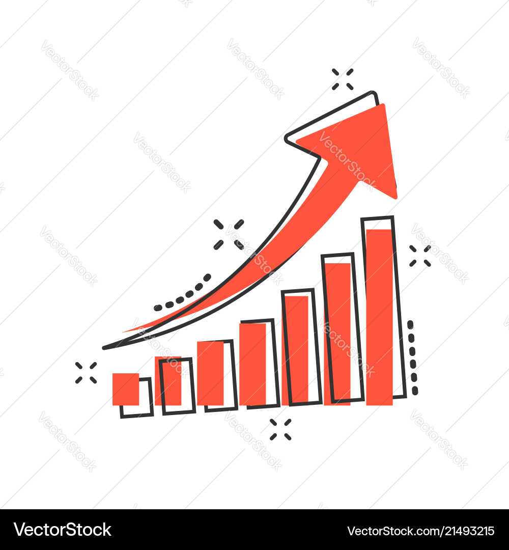 Cartoon growth chart icon in comic style grow Vector Image