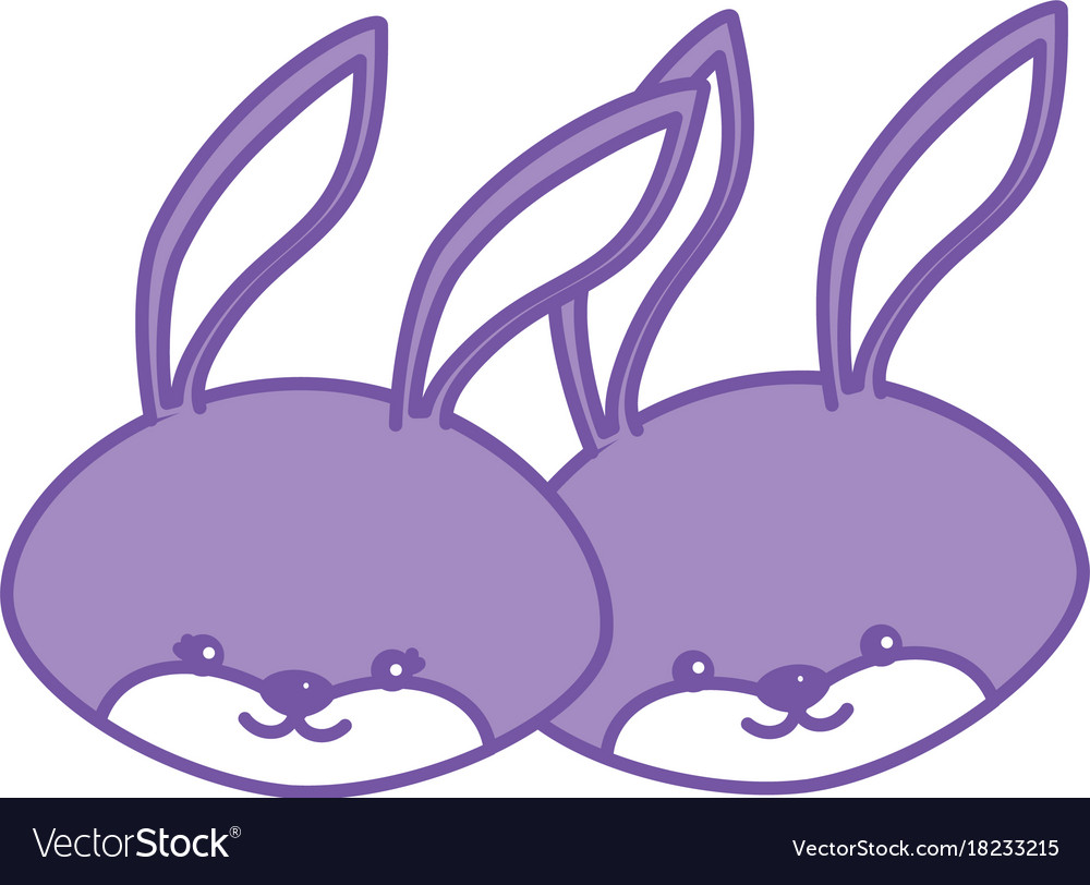 Download Contour cute rabbit head animal couple together Vector Image