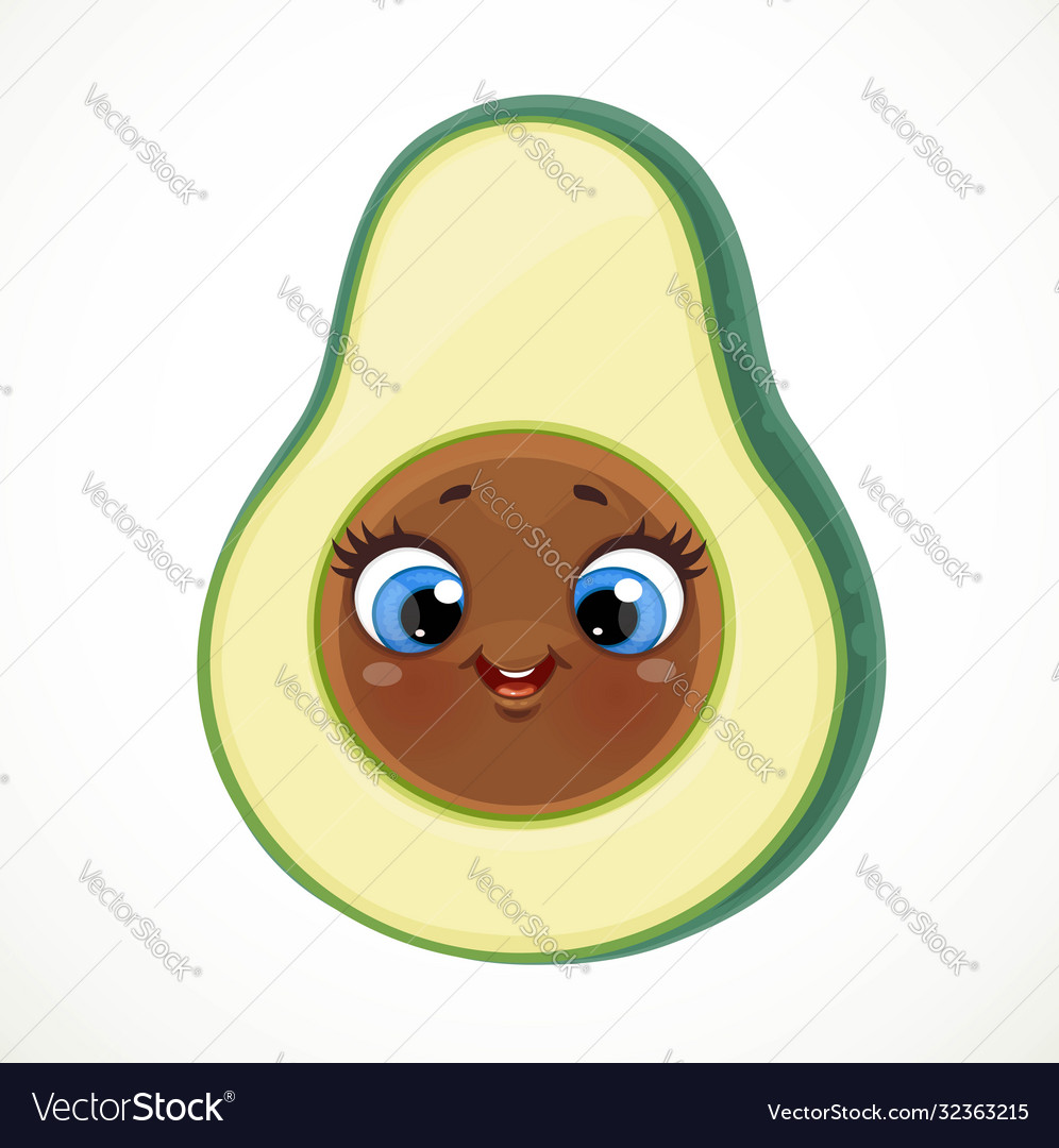 Cute little cartoon emoji avocado isolated on Vector Image