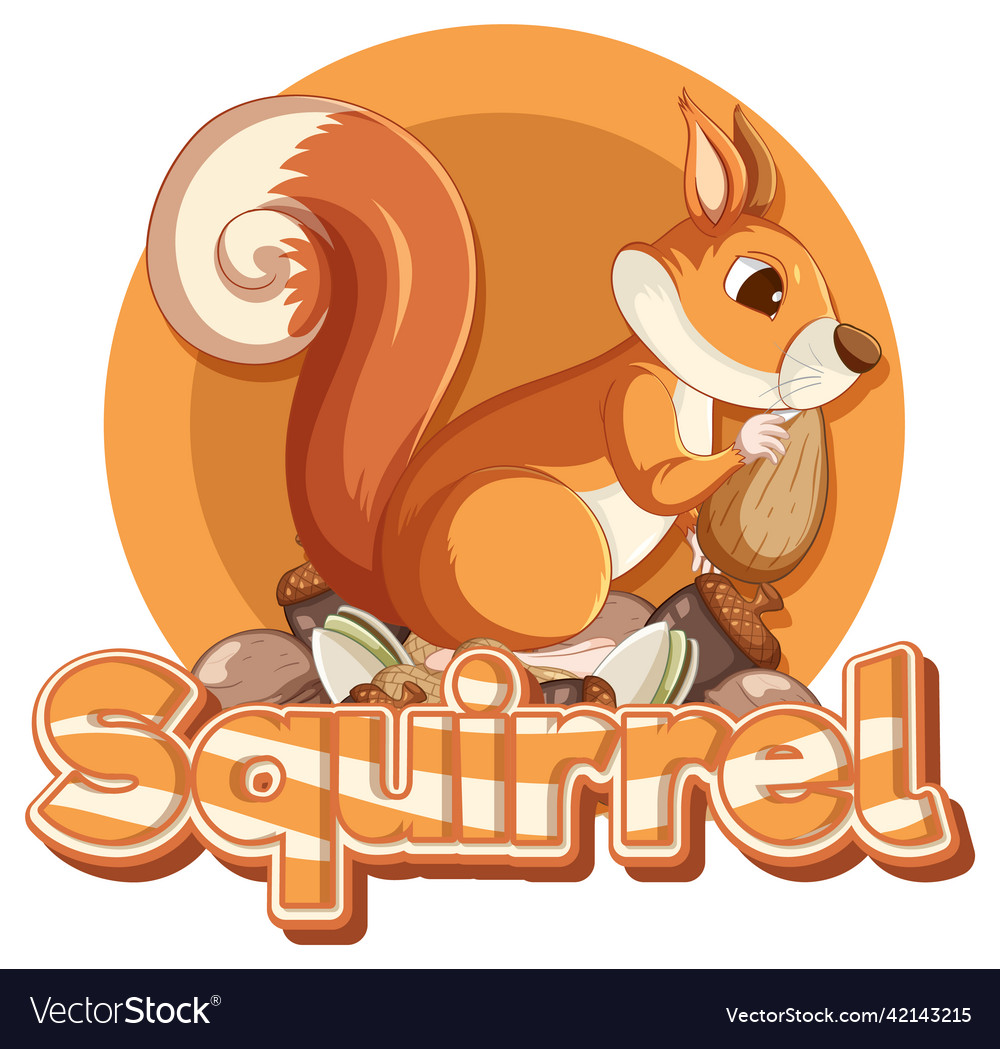 Font design for word squirrel in brown Royalty Free Vector