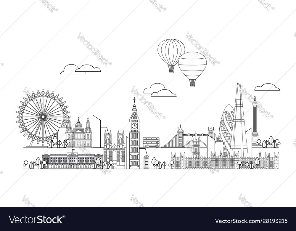 London skyline line art 6 Royalty Free Vector Image