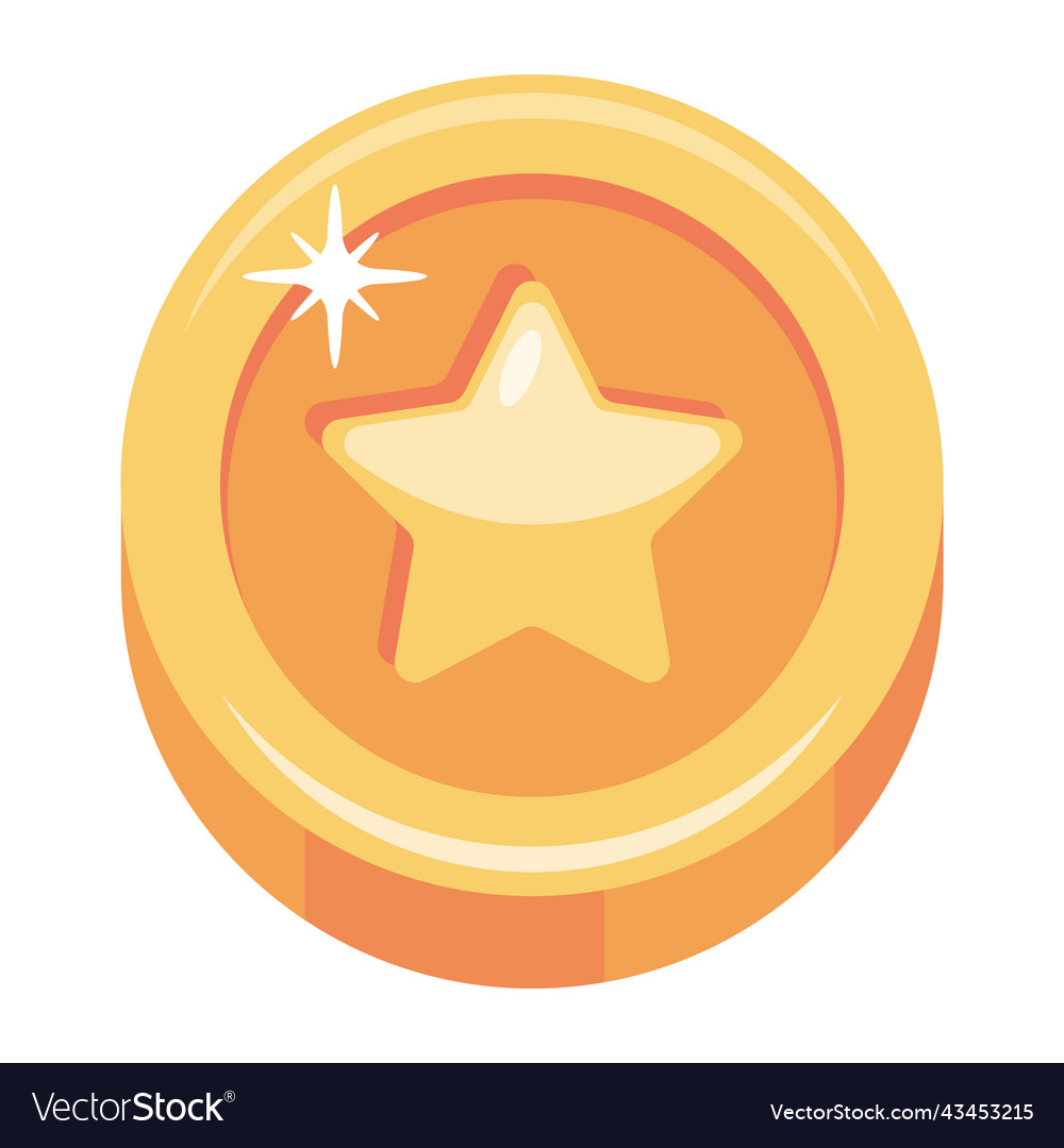 Modern flat icon of star coin Royalty Free Vector Image