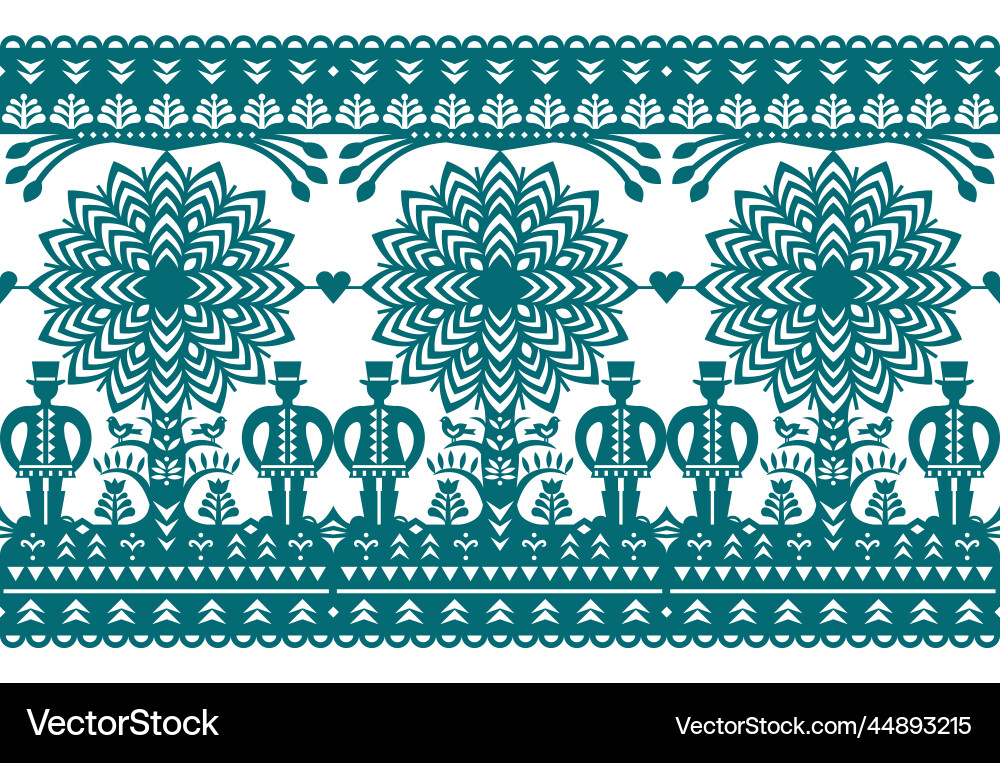 Polish folk art long seamless pattern Royalty Free Vector