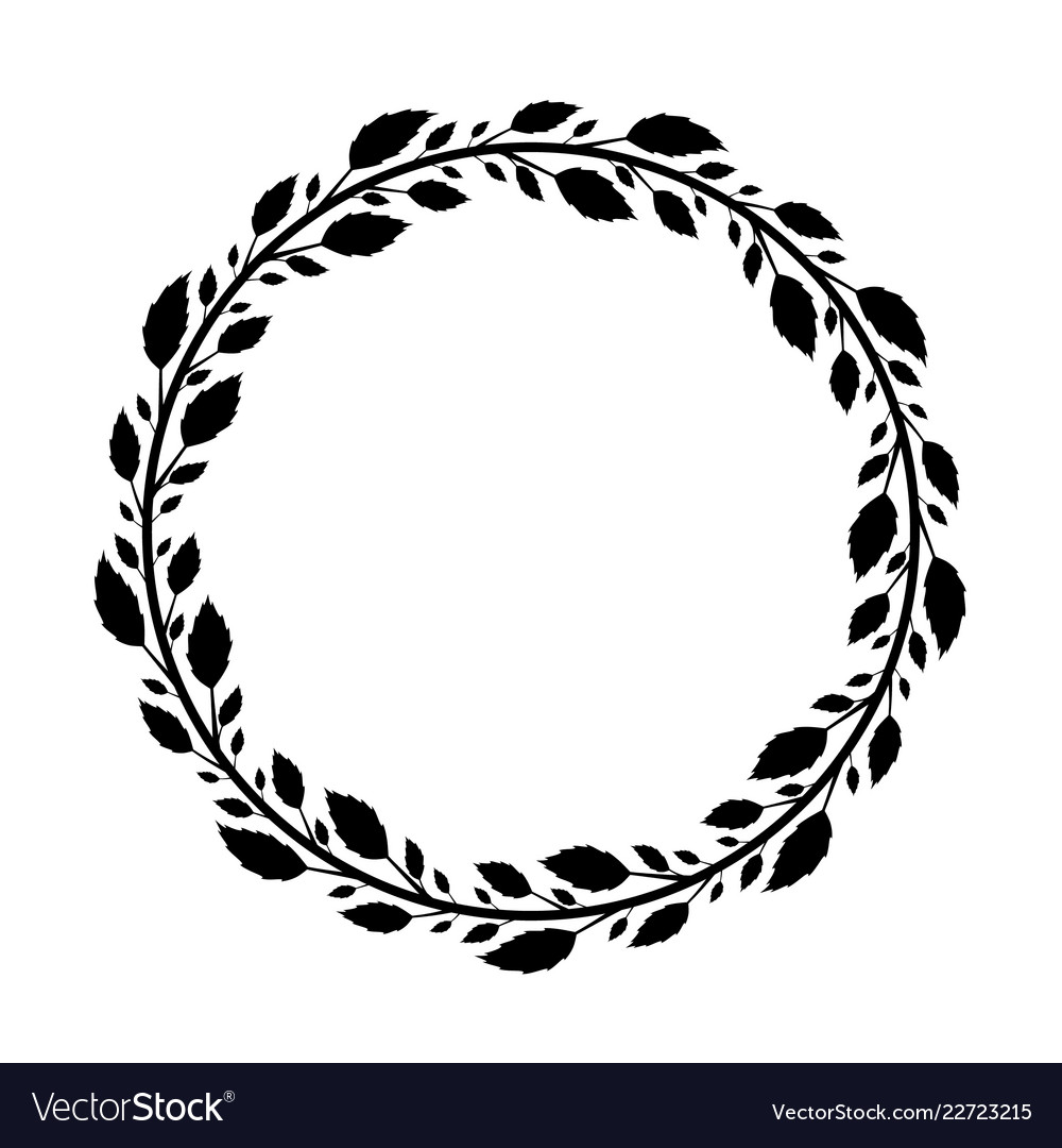 Download Round frame with black rose leaves Royalty Free Vector Image