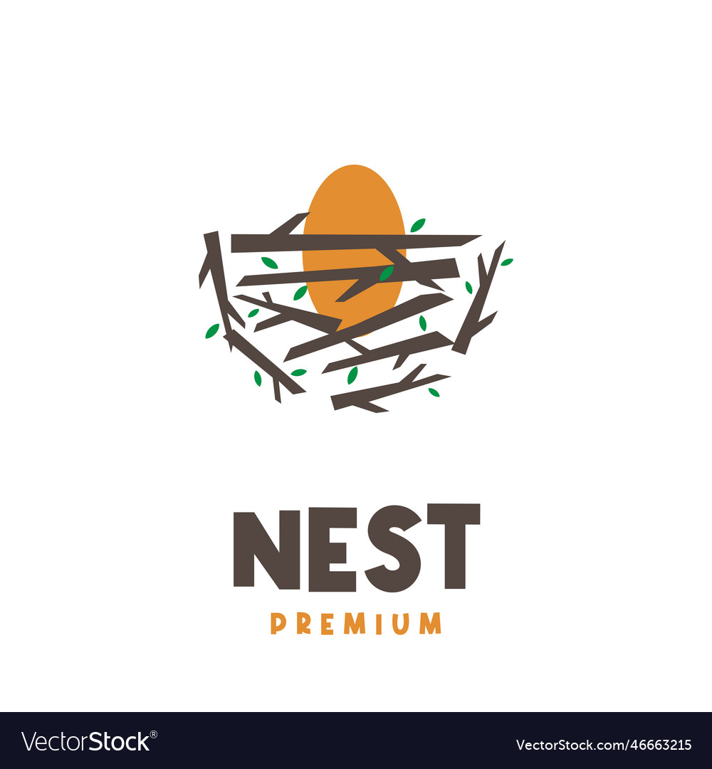 Simple birds nest with yellow abstract egg Vector Image