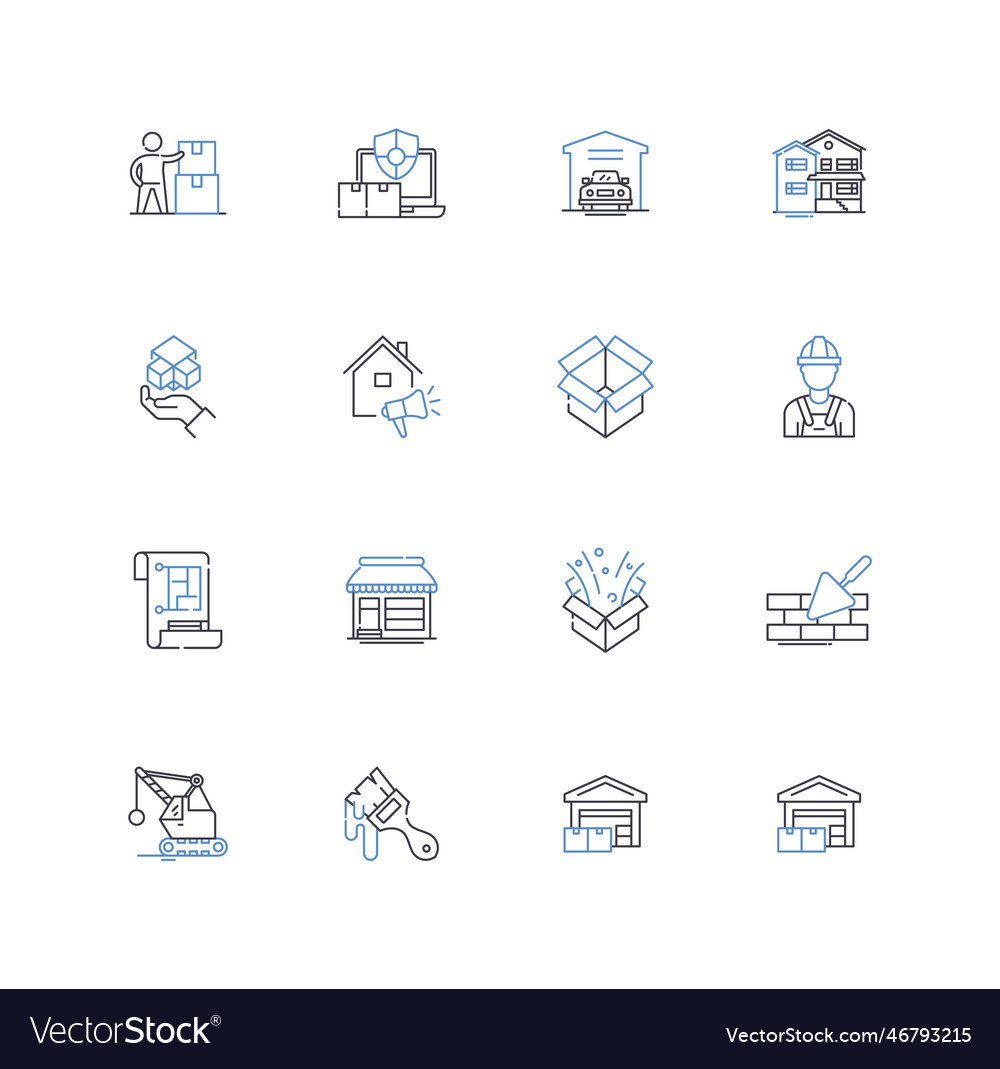 Structural design line icons collection stability Vector Image