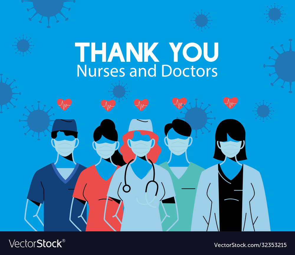 Thanks to doctors and nurses who work Royalty Free Vector