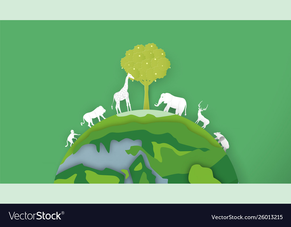 Wildlife animals are around world minimalism Vector Image