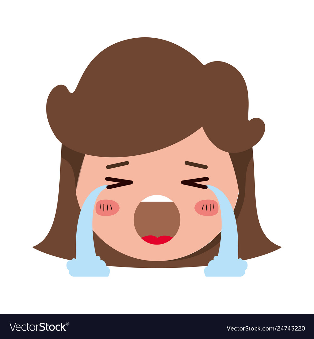 Cartoon woman crying head kawaii character Vector Image