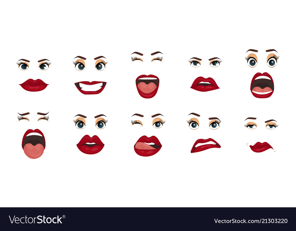 Comic emotions women facial expressions gestures