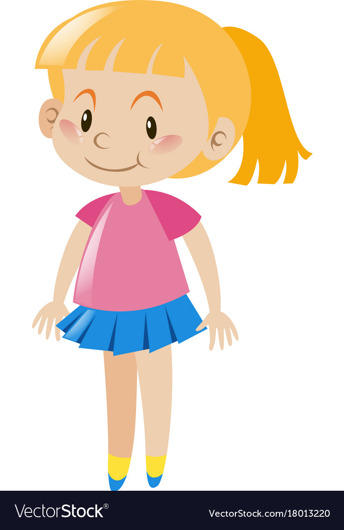 Girl In Pink Shirt Standing Royalty Free Vector Image