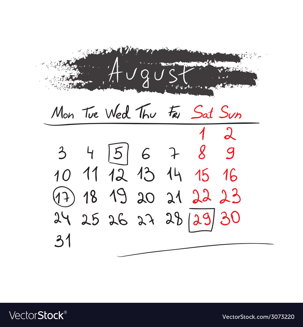 handdrawn calendar august 2015 2015 calendar august