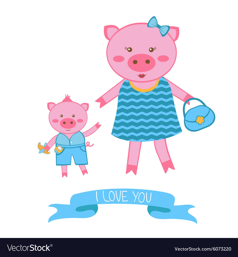 Mother pig and piglet Royalty Free Vector Image