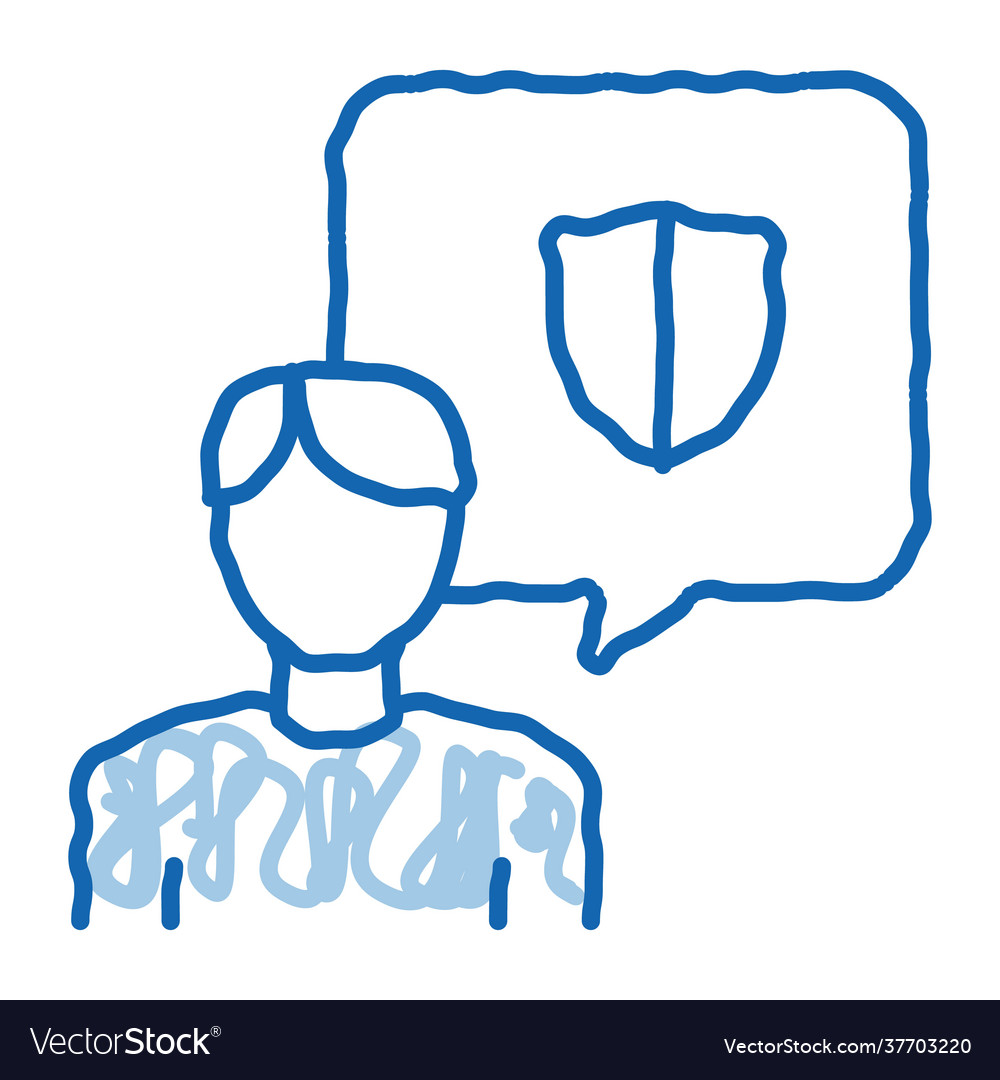 Thought protecting body doodle icon hand drawn