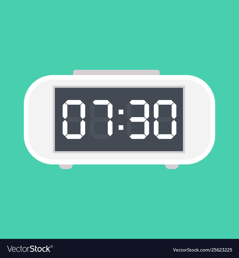 Digital alarm clock on white background Royalty Free Vector