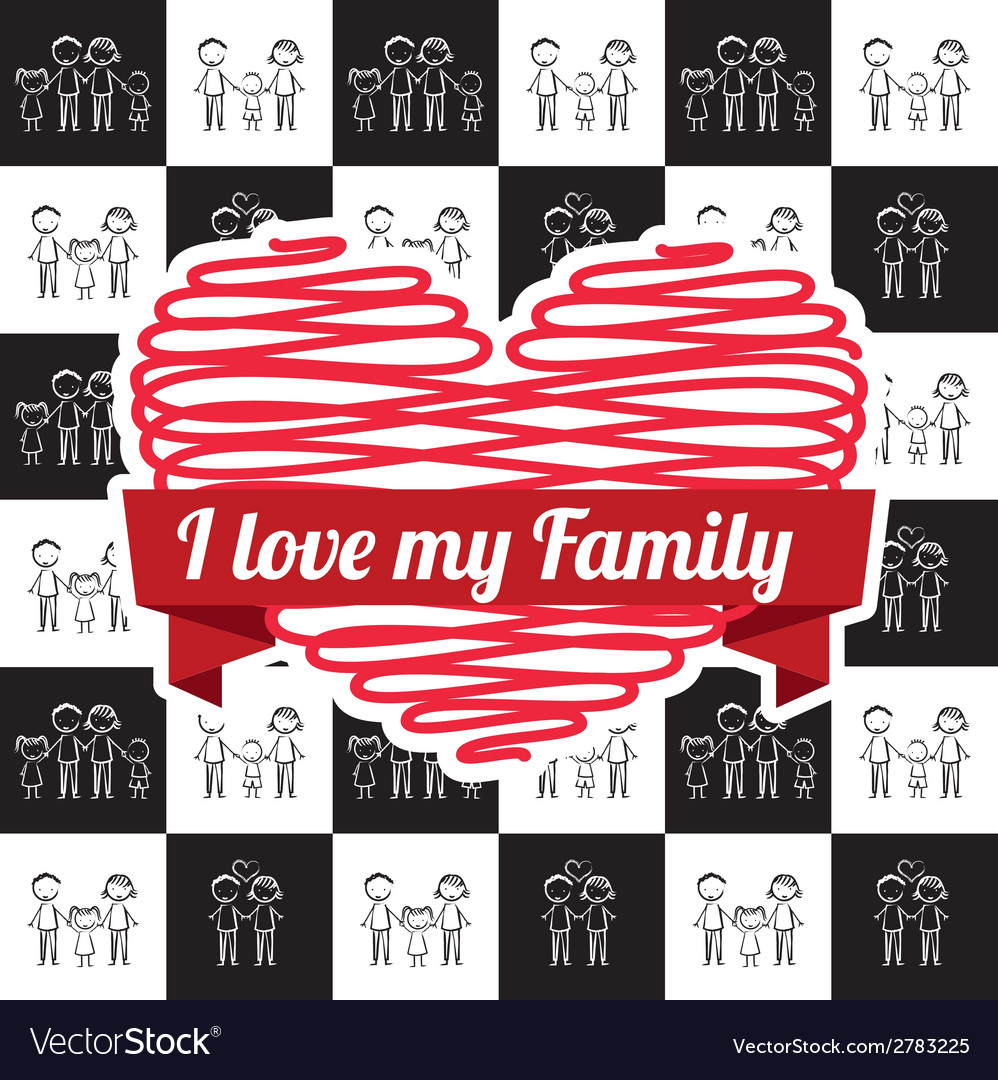 Family design over black and white background